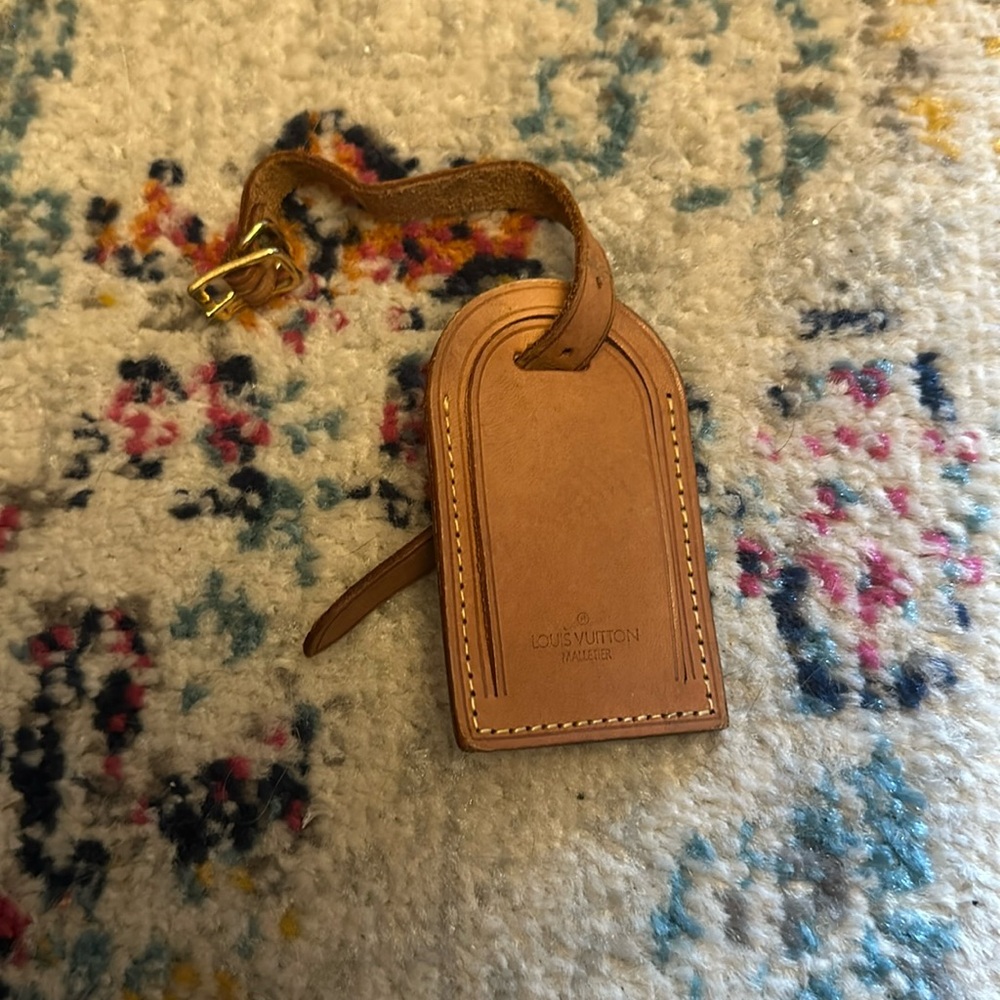 💖Louis Vuitton Vachetta Luggage Tag Travel leather SLG Authentic